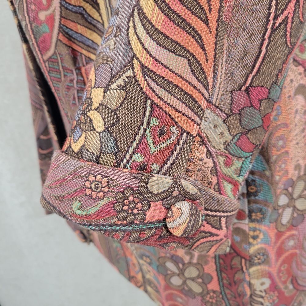 Blazer Smoking Jacket Swing Coat Jacquard Tapestry Abstract Paisley Vintage 80s - Picture 8 of 15